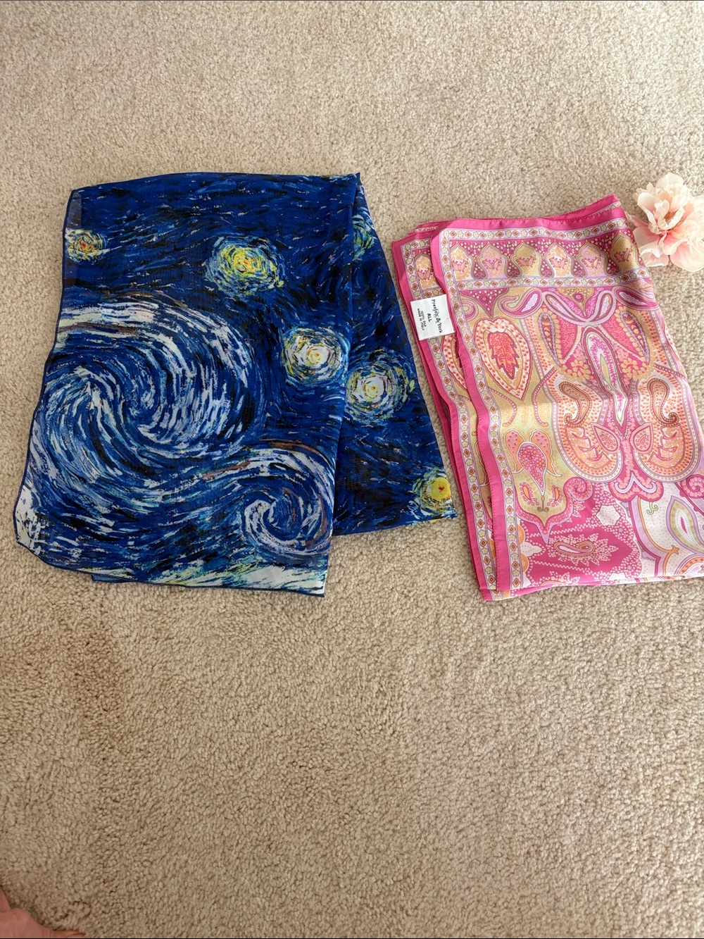 Preston & York pink paisley, Blue Starry Night Scarves